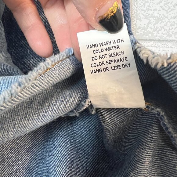 Wild Honey Blue Two Tone Color Block Step Hem Denim Mini Skirt Size M - Picture 5 of 8